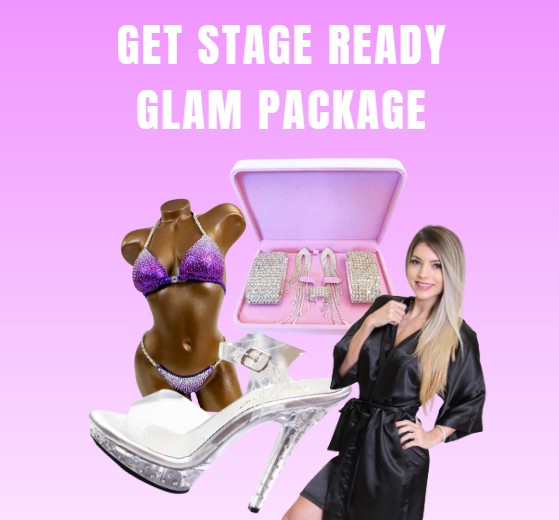 The Complete Glam Package - competition suit, heels, jewelry, and backstage robe